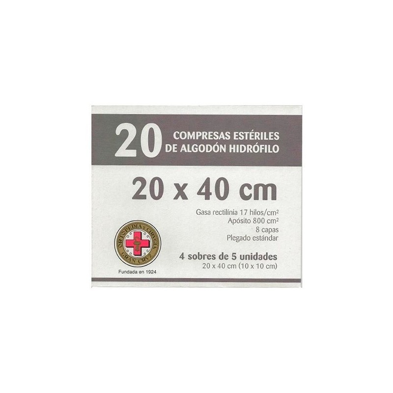 Compresas gasa est. 20x40 gran cruz 20ud Gran Cruz - 1